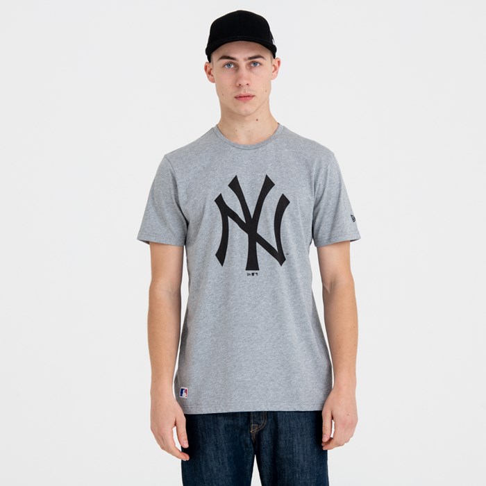 New York Yankees Team Logo Miesten T-paita Harmaat - New Era Vaatteet Suomi FI-951407